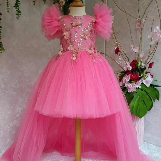 Girls' New Sequined Princess Dress – Trailing, Puffy (For Catwalk/Performance/Host)