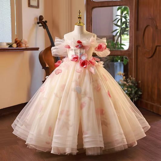 Girls' Princess Dress – Flower Design (For Catwalk, Hosting, Piano)