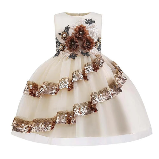 Girls' New Sequin Gown – Flower Girl (Birthday/Wedding/Party)