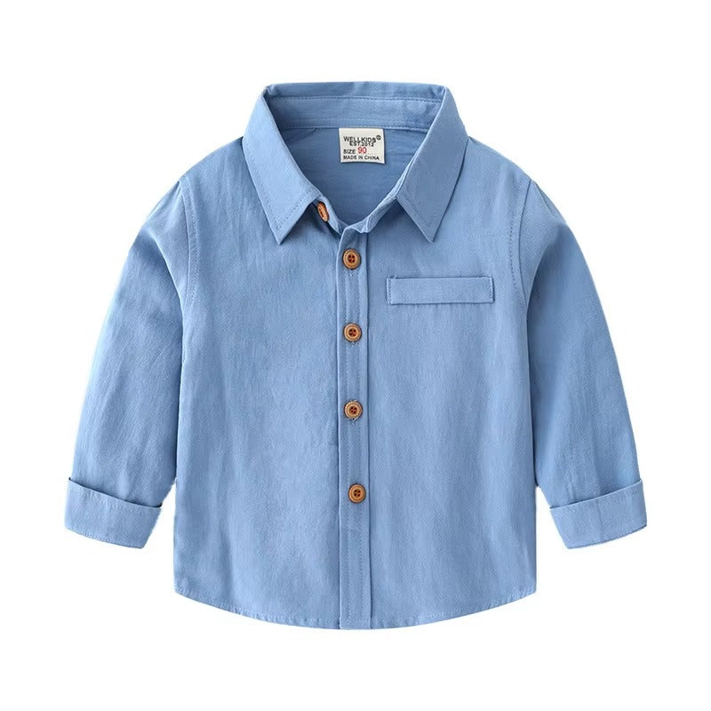 Korean Boys' Solid Color Long-Sleeve Shirts – New, Popular (Base Layer)
