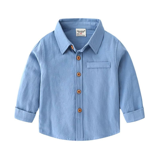 Korean Boys' Solid Color Long-Sleeve Shirts – New, Popular (Base Layer)