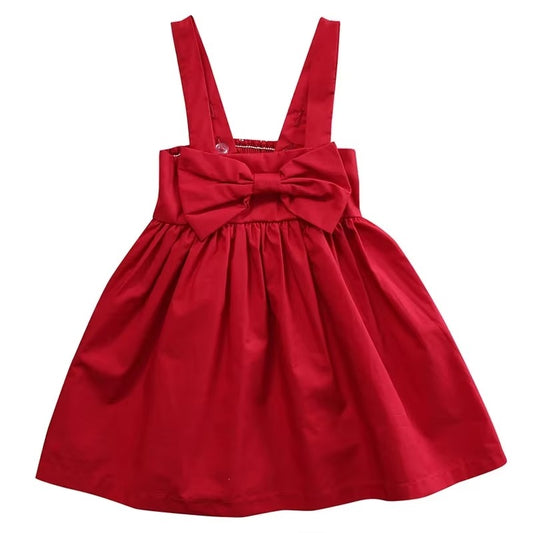 Baby Girls' Red Sundress – Bowknot Sleeveless Princess Dress