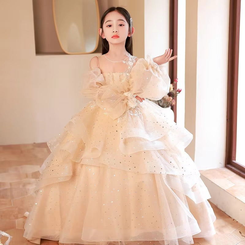 Girls' Princess Dress – Flower Design (Host/Catwalk/Piano/Wedding) Spring