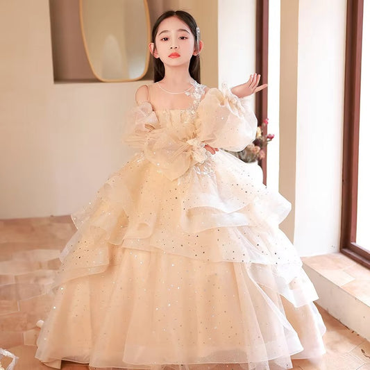 Girls' Princess Dress – Flower Design (Host/Catwalk/Piano/Wedding) Spring