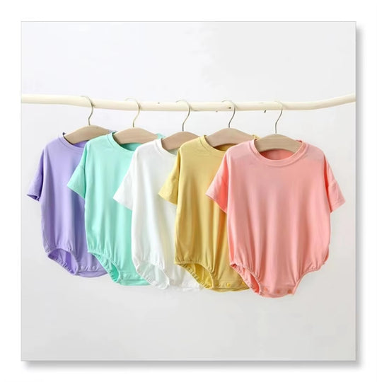Customized Baby Neutral Summer Clothes – O-Neck Bubble Romper, Bodysuit, T-Shirts