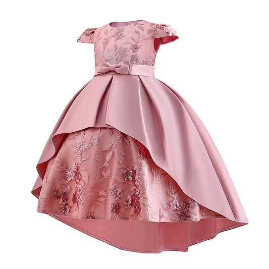 Girls' Formal Flower Dress – High Quality (Birthday/Party) Puff Sleeve Knee-Length