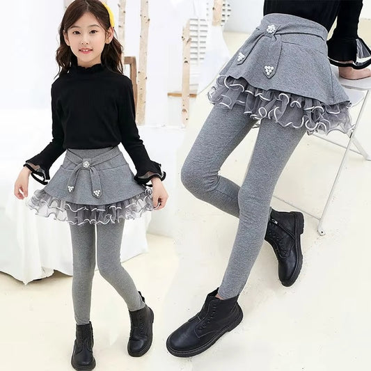 Girls' Spring Skirt-Leggings – Cotton, 3-9 Years Old