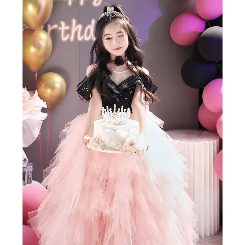 Girls' Princess Dress – High-End Light Luxury (Birthday/Host/Piano) Summer