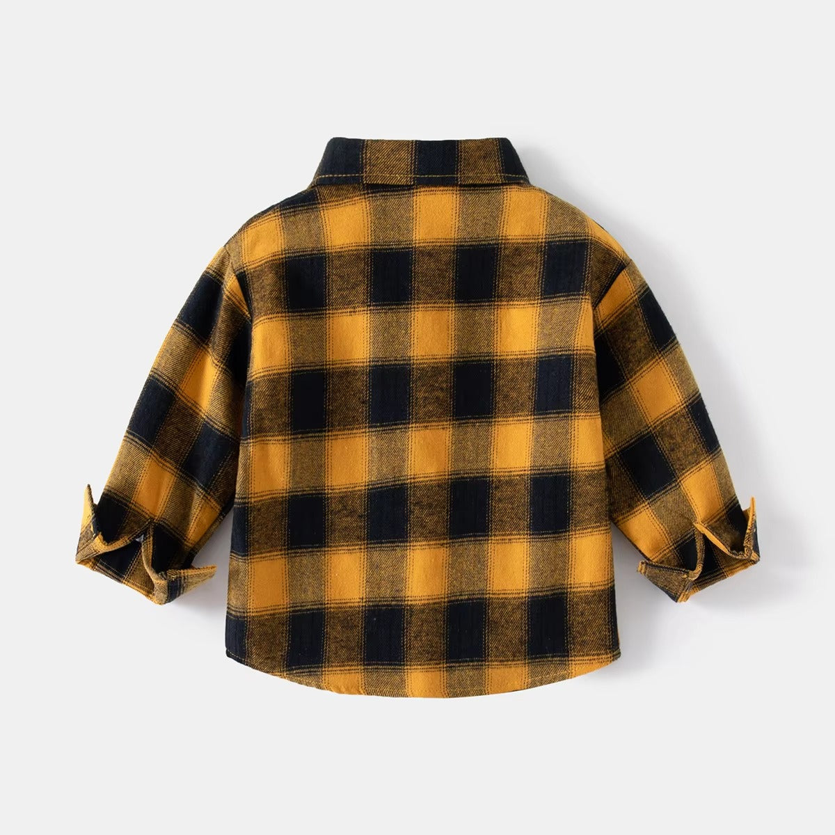 Korean-Style Boys' Plaid Long-Sleeve Shirts – New Spring (Lapel, Cotton, Comfortable)