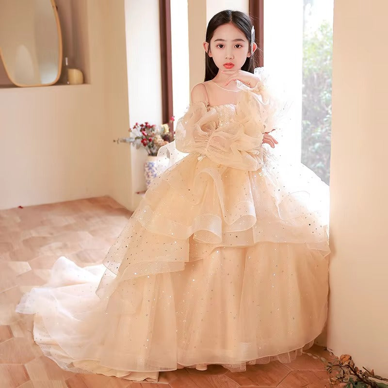 Girls' Princess Dress – Flower Design (Host/Catwalk/Piano/Wedding) Spring
