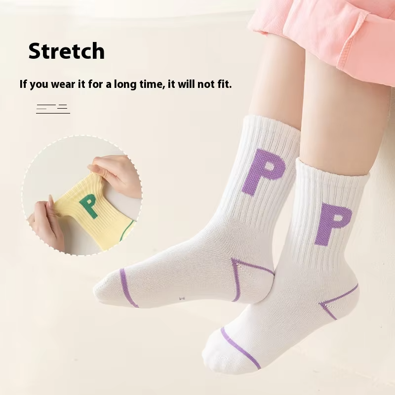 Girls' High-Quality Cotton Sports Crew – Breathable (1-12 Years, Fall/Winter)
