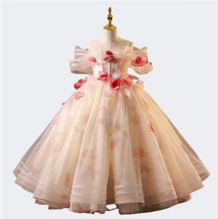 Girls' Princess Dress – Flower Design (For Catwalk, Hosting, Piano)