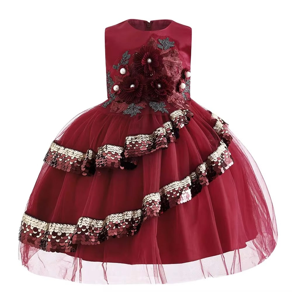 Girls' New Sequin Gown – Flower Girl (Birthday/Wedding/Party)