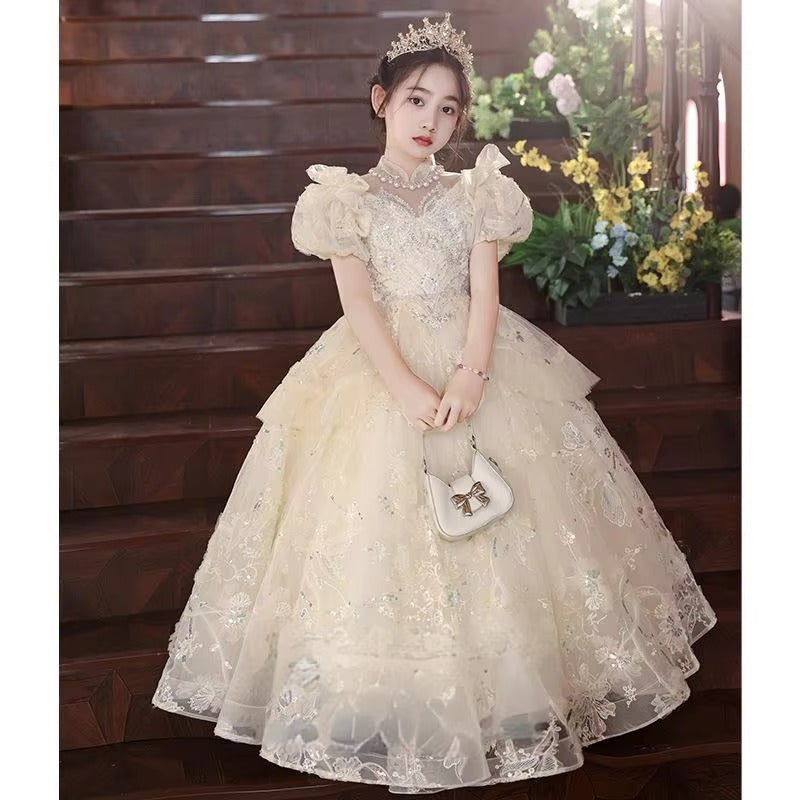 Girls' High-End Princess Dress – Light Luxury Niche (For Piano/Hosting)