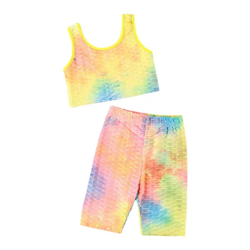 2021 Girls' Summer Sports Cycling Set – 3-8 Years, Vest & Shorts