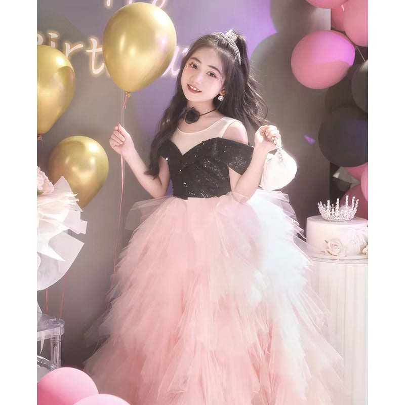 Girls' Princess Dress – High-End Light Luxury (Birthday/Host/Piano) Summer