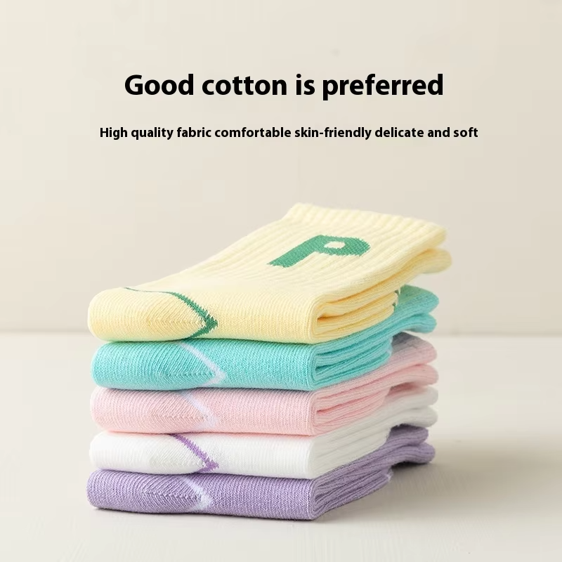 Girls' High-Quality Cotton Sports Crew – Breathable (1-12 Years, Fall/Winter)