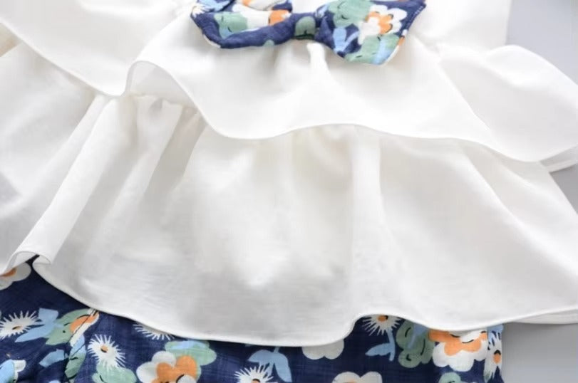 Wholesale Baby Girl Summer 2-Piece Set – White Dress & Shorts (Cheap)