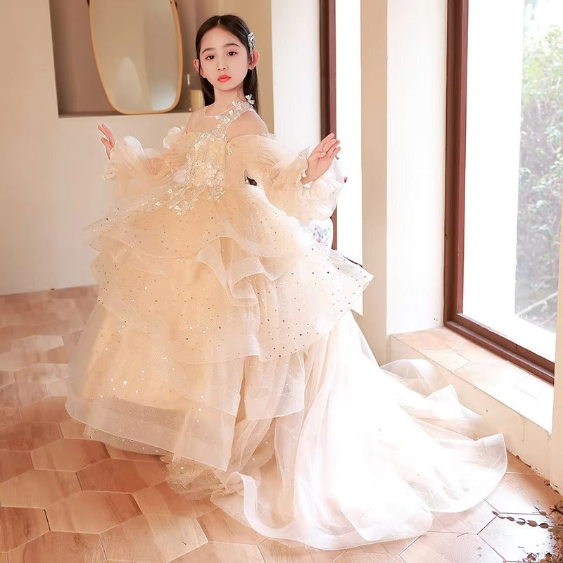 Girls' Princess Dress – Flower Design (Host/Catwalk/Piano/Wedding) Spring