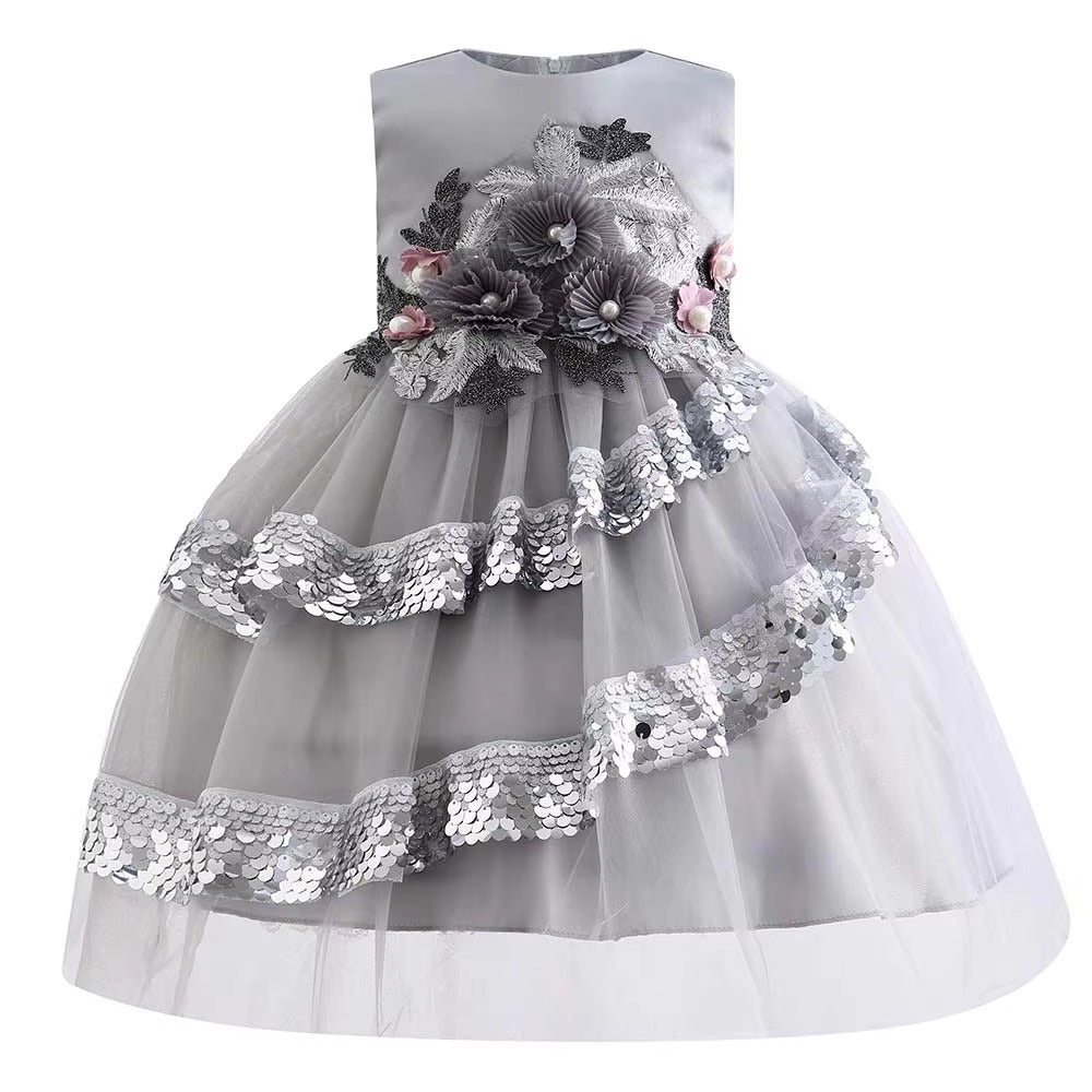 Girls' New Sequin Gown – Flower Girl (Birthday/Wedding/Party)