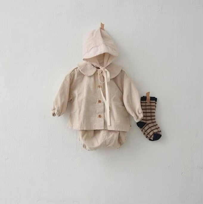 12-18 Months Baby 2-Piece Set – Embroidery Corduroy Floral Top + Shorts