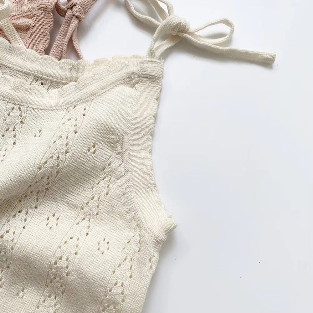 Kids' Fashion Beach Sleeveless Set – Knitted Suspender Vest & Shorts