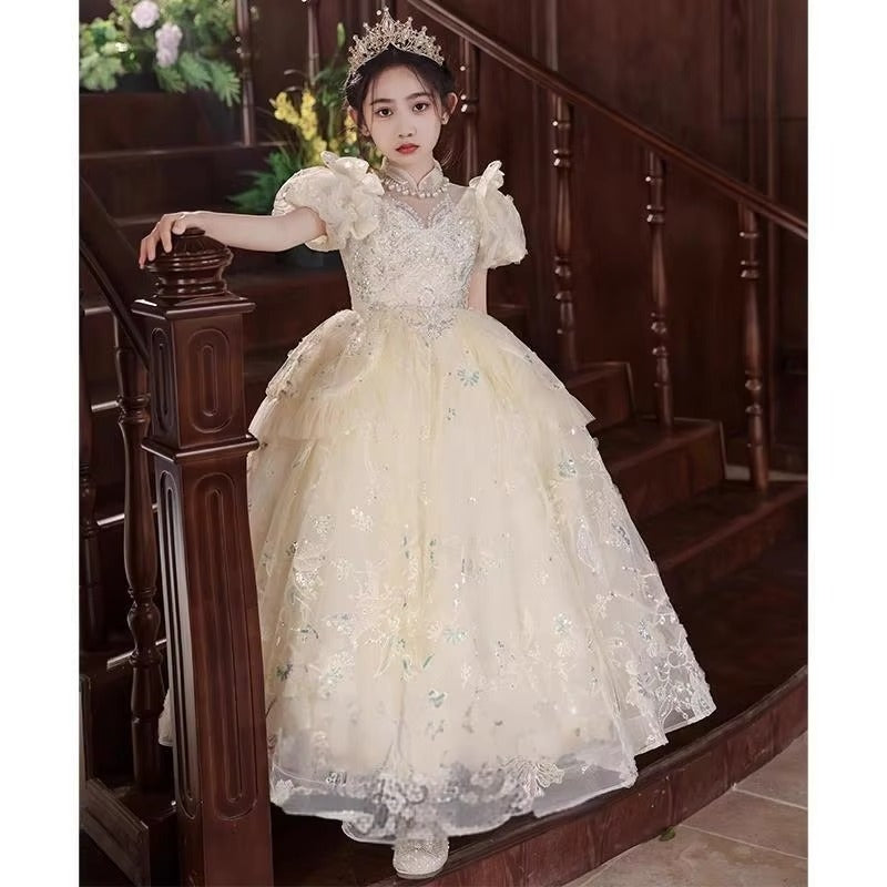 Girls' High-End Princess Dress – Light Luxury Niche (For Piano/Hosting)