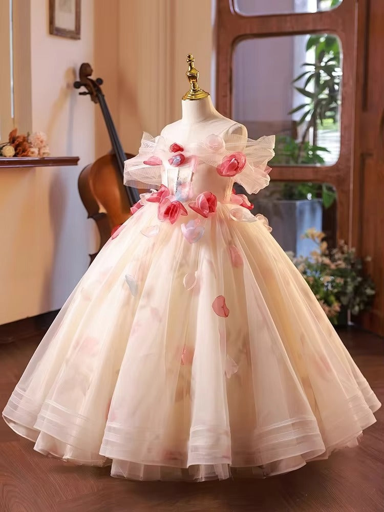 Girls' Princess Dress – Flower Design (For Catwalk, Hosting, Piano)