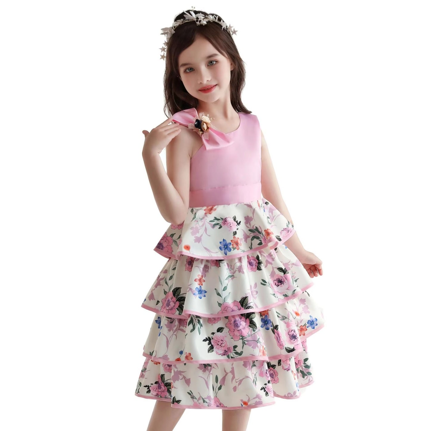 Wholesale Baby Girls' Cotton Princess Dresses – Summer, Printed (Party)