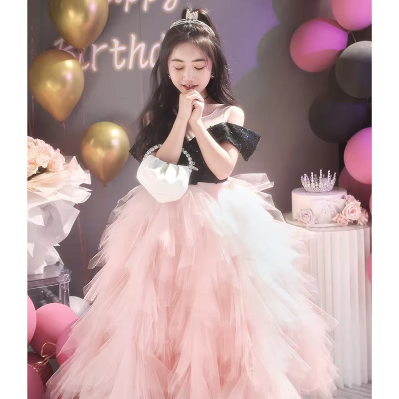 Girls' Princess Dress – High-End Light Luxury (Birthday/Host/Piano) Summer
