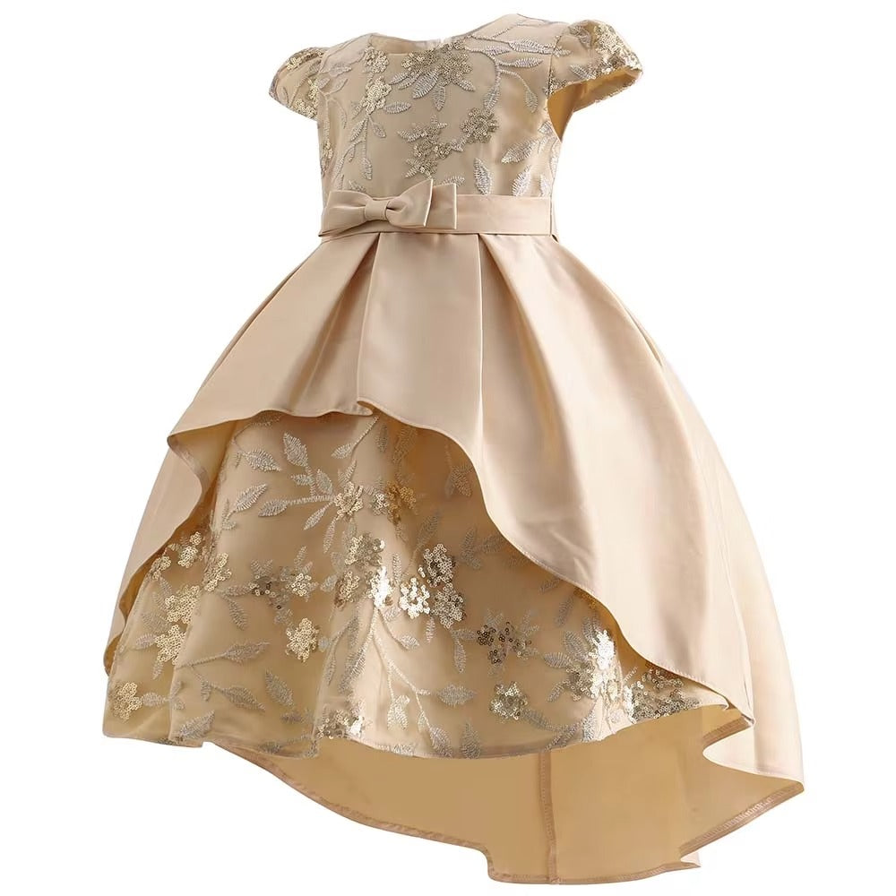 Girls' Formal Flower Dress – High Quality (Birthday/Party) Puff Sleeve Knee-Length