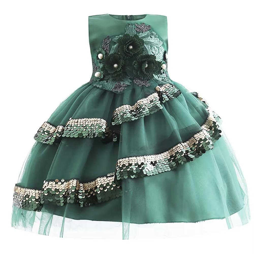 Girls' New Sequin Gown – Flower Girl (Birthday/Wedding/Party)