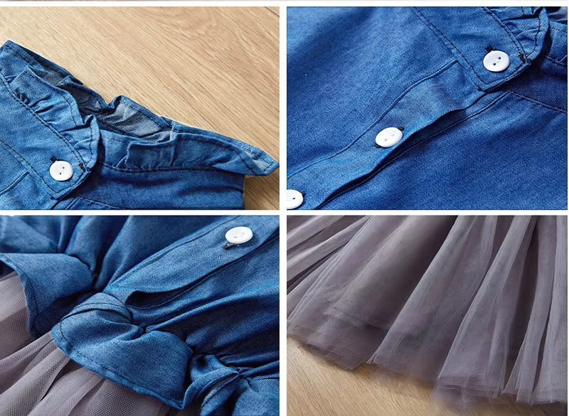 5-Year-Old Girls' Denim Long Dress – Soft Cotton Princess Style