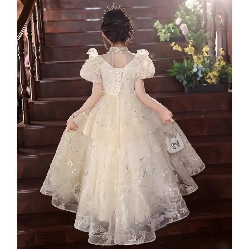 Girls' High-End Princess Dress – Light Luxury Niche (For Piano/Hosting)
