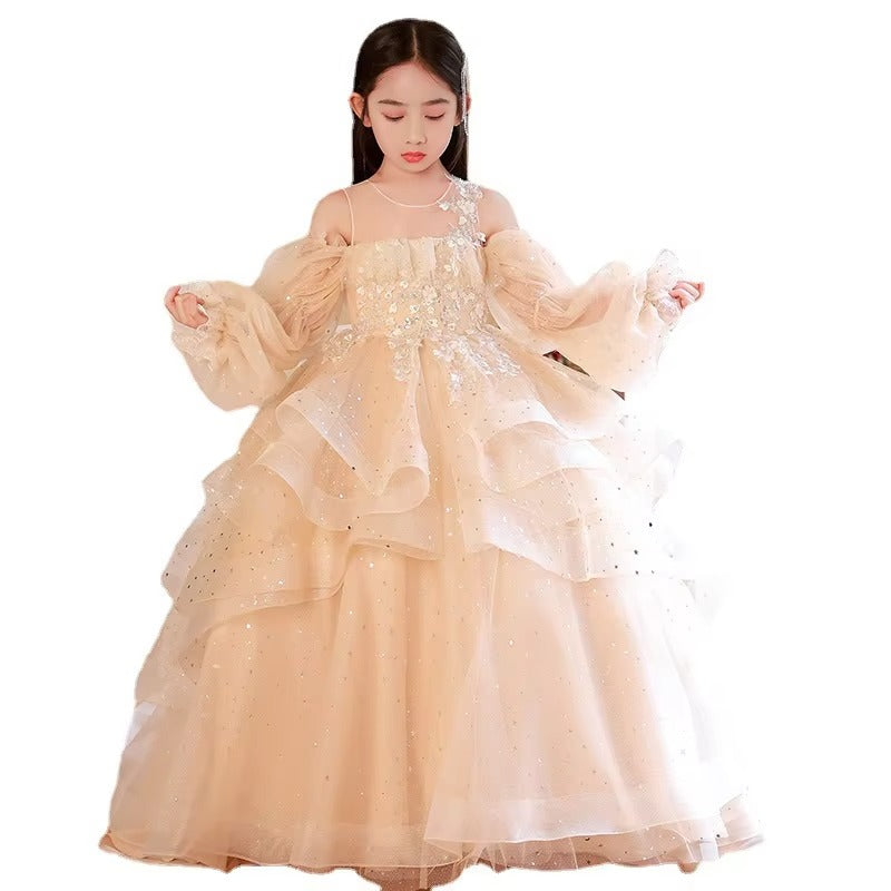 Girls' Princess Dress – Flower Design (Host/Catwalk/Piano/Wedding) Spring
