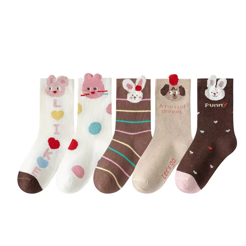 Girls' Autumn/Winter Cotton Socks – Cute Animal (Anti-Odor, Breathable, Sweat-Absorbing)