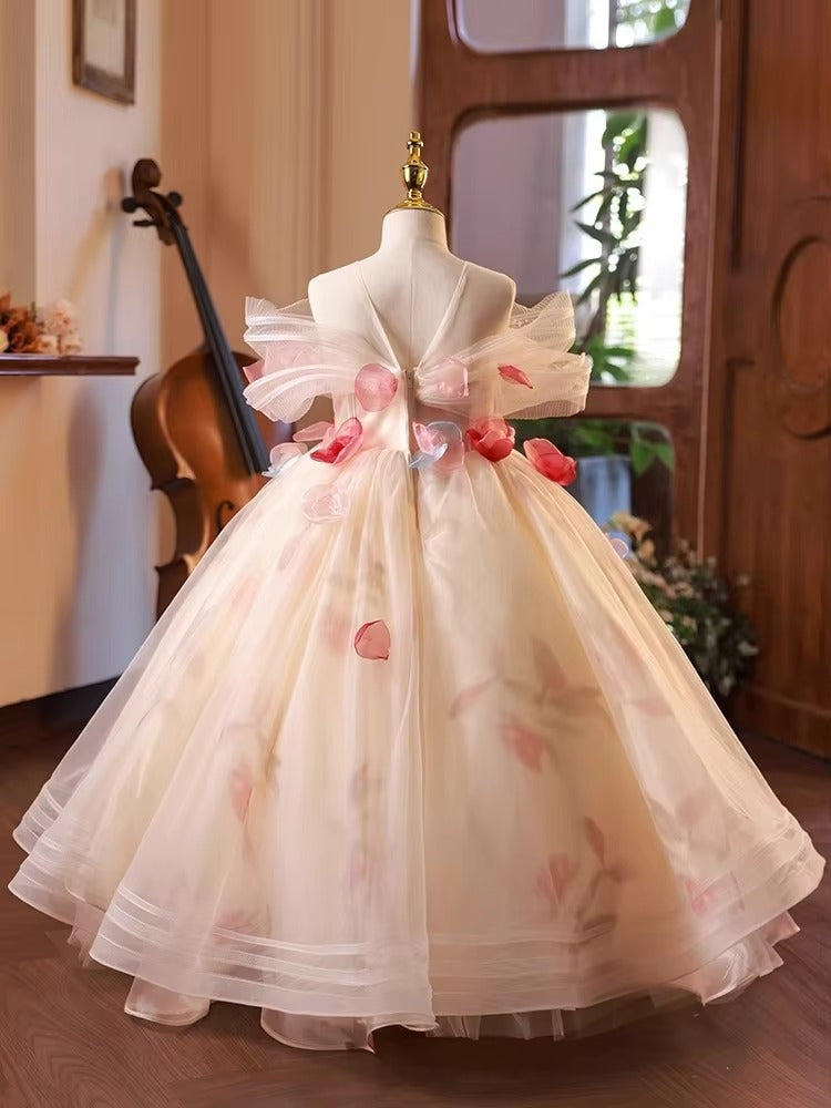 Girls' Princess Dress – Flower Design (For Catwalk, Hosting, Piano)