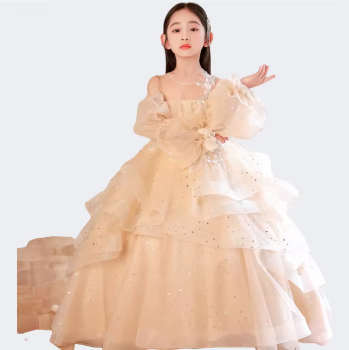 Girls' Princess Dress – Flower Design (Host/Catwalk/Piano/Wedding) Spring