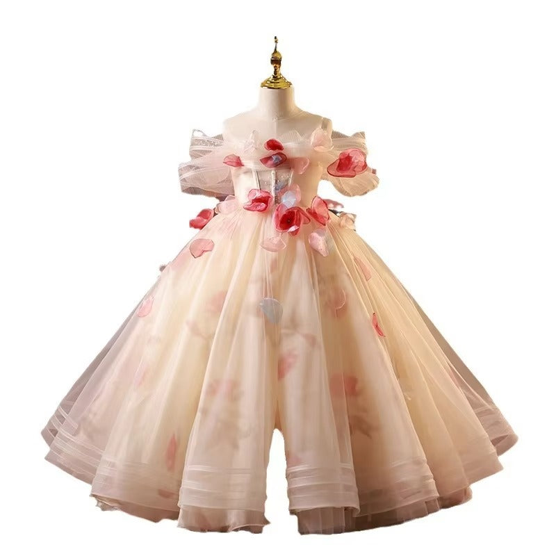 Girls' Princess Dress – Flower Design (For Catwalk, Hosting, Piano)