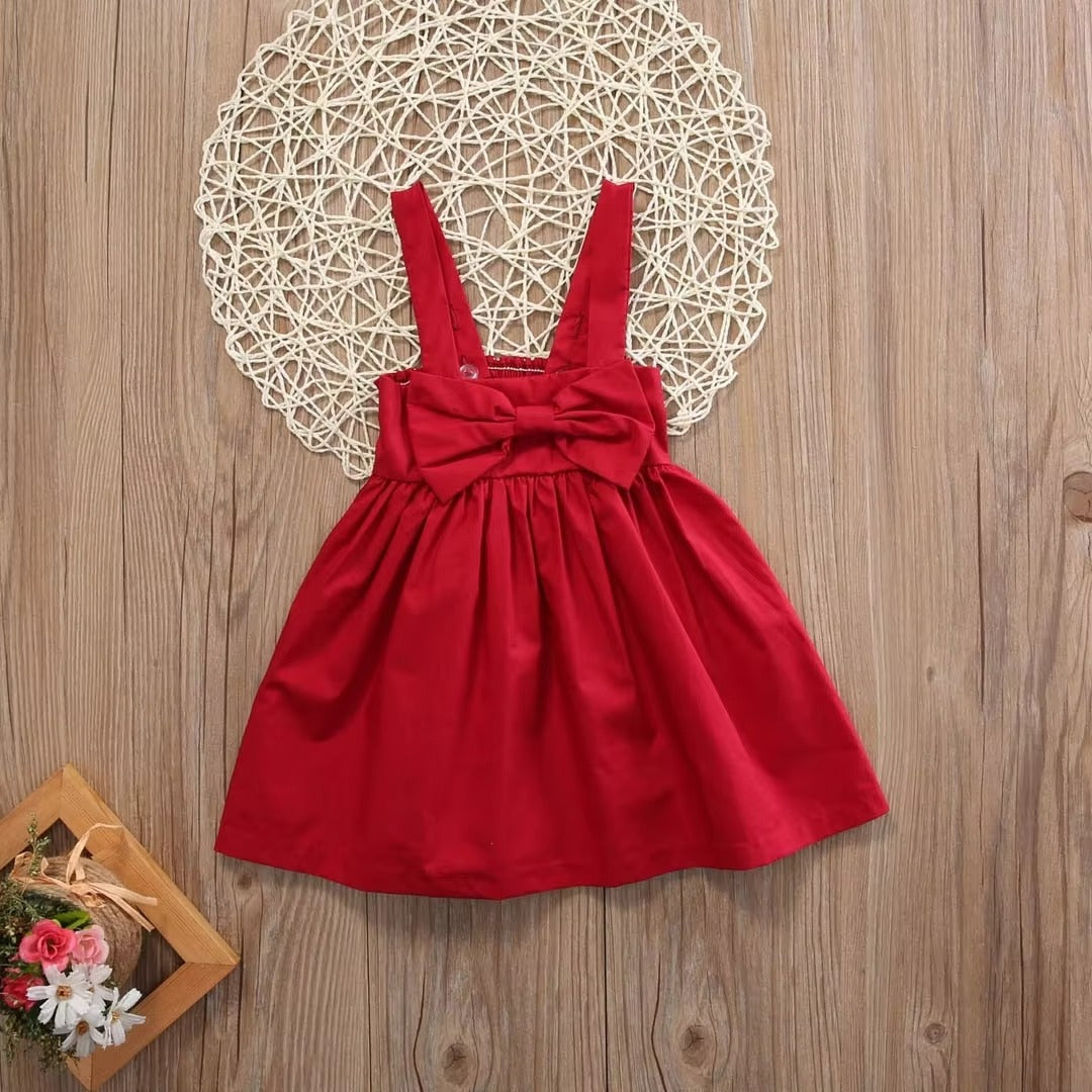 Baby Girls' Red Sundress – Bowknot Sleeveless Princess Dress