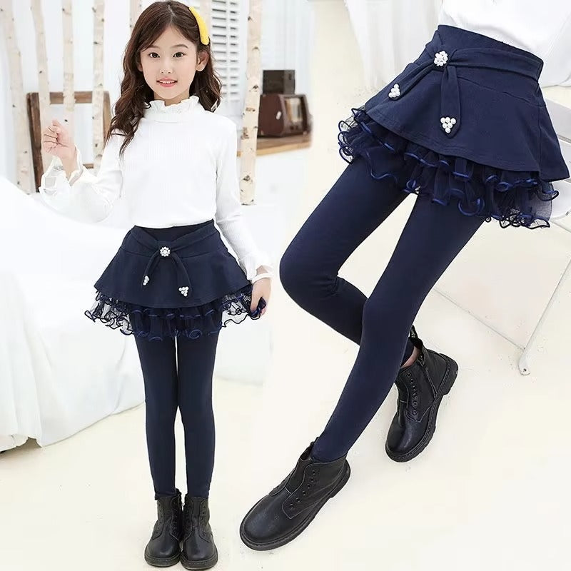 Girls' Spring Skirt-Leggings – Cotton, 3-9 Years Old