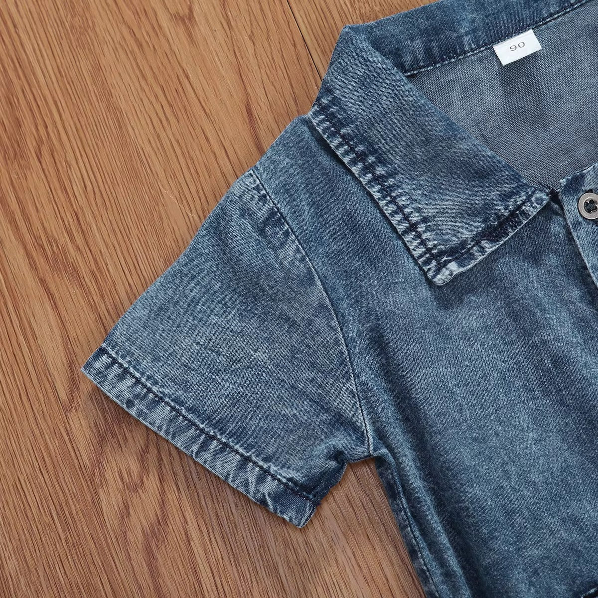 Hot Sale Summer Baby Girls Jumpsuit – Solid, Short-Sleeve Denim Bodysuit