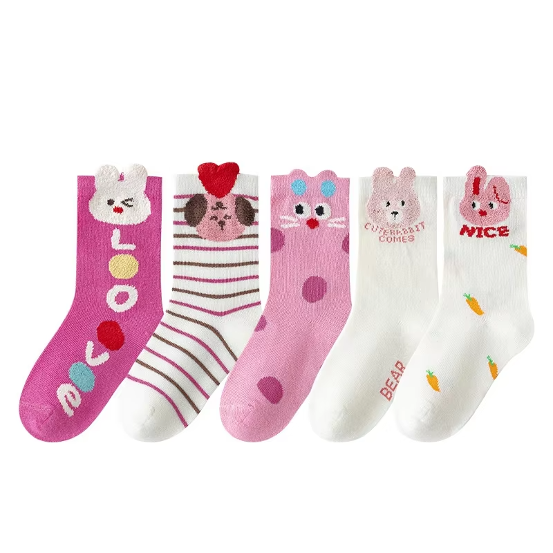 Girls' Autumn/Winter Cotton Socks – Cute Animal (Anti-Odor, Breathable, Sweat-Absorbing)