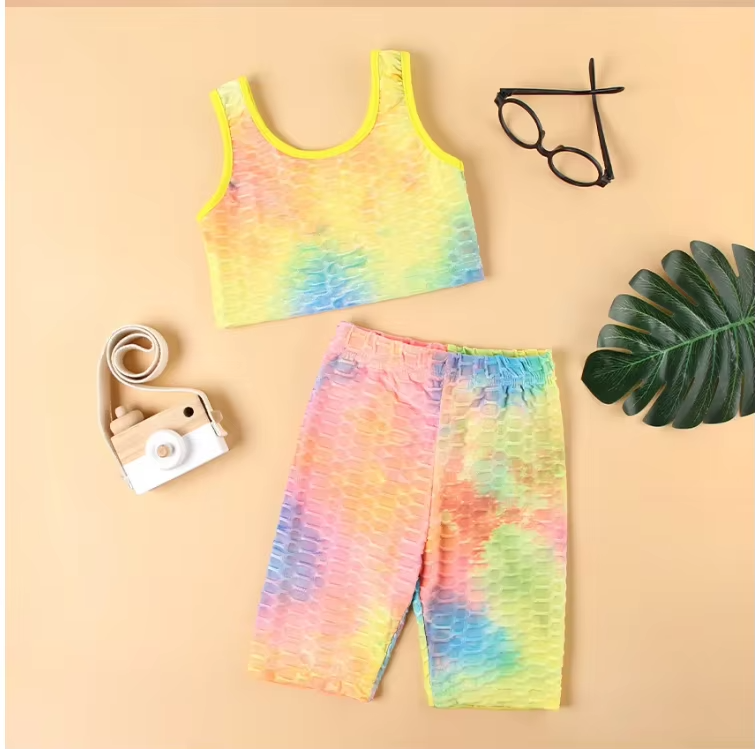 2021 Girls' Summer Sports Cycling Set – 3-8 Years, Vest & Shorts