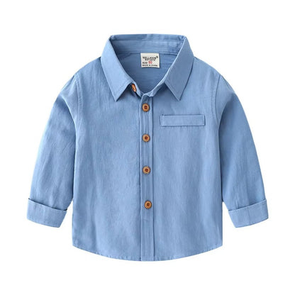 Korean Boys' Solid Color Long-Sleeve Shirts – New, Popular (Base Layer)