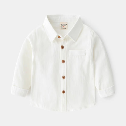 Korean Boys' Solid Color Long-Sleeve Shirts – New, Popular (Base Layer)