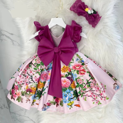 Baby Girl Tutu Dress Set – Bow, Headband (Christmas/Baptism/Flower Girl)