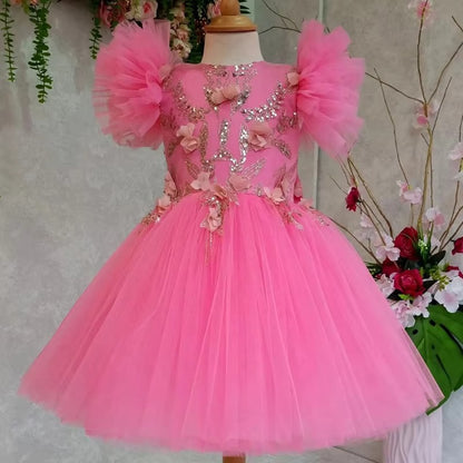 Girls' New Sequined Princess Dress – Trailing, Puffy (For Catwalk/Performance/Host)