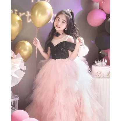 Girls' Princess Dress – High-End Light Luxury (Birthday/Host/Piano) Summer