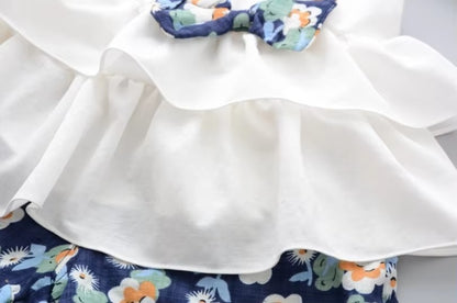 Wholesale Baby Girl Summer 2-Piece Set – White Dress & Shorts (Cheap)